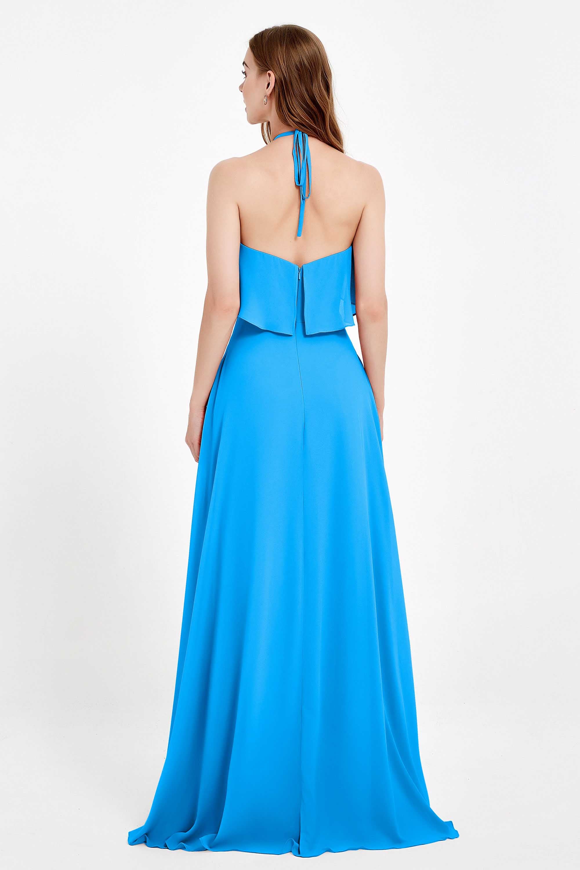 Glamour Chiffon Bridesmaid Dress A Line Sleeveless Ruffles Formal Evening Dresses Gowns