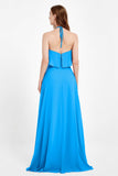 Glamour Chiffon Bridesmaid Dress A Line Sleeveless Ruffles Formal Evening Dresses Gowns
