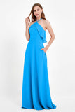 Glamour Chiffon Bridesmaid Dress A Line Sleeveless Ruffles Formal Evening Dresses Gowns