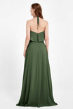 Glamour Chiffon Bridesmaid Dress A Line Sleeveless Ruffles Formal Evening Dresses Gowns
