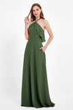 Glamour Chiffon Bridesmaid Dress A Line Sleeveless Ruffles Formal Evening Dresses Gowns