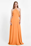 Glamour Chiffon Bridesmaid Dress A Line Sleeveless Ruffles Formal Evening Dresses Gowns
