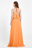 Glamour Chiffon Bridesmaid Dress A Line Sleeveless Ruffles Formal Evening Dresses Gowns