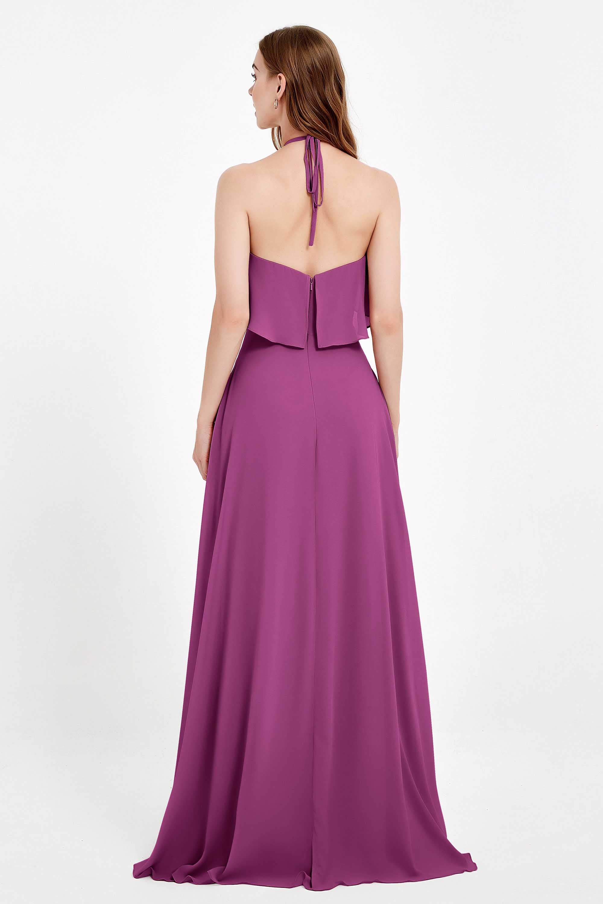 Glamour Chiffon Bridesmaid Dress A Line Sleeveless Ruffles Formal Evening Dresses Gowns