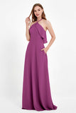 Glamour Chiffon Bridesmaid Dress A Line Sleeveless Ruffles Formal Evening Dresses Gowns