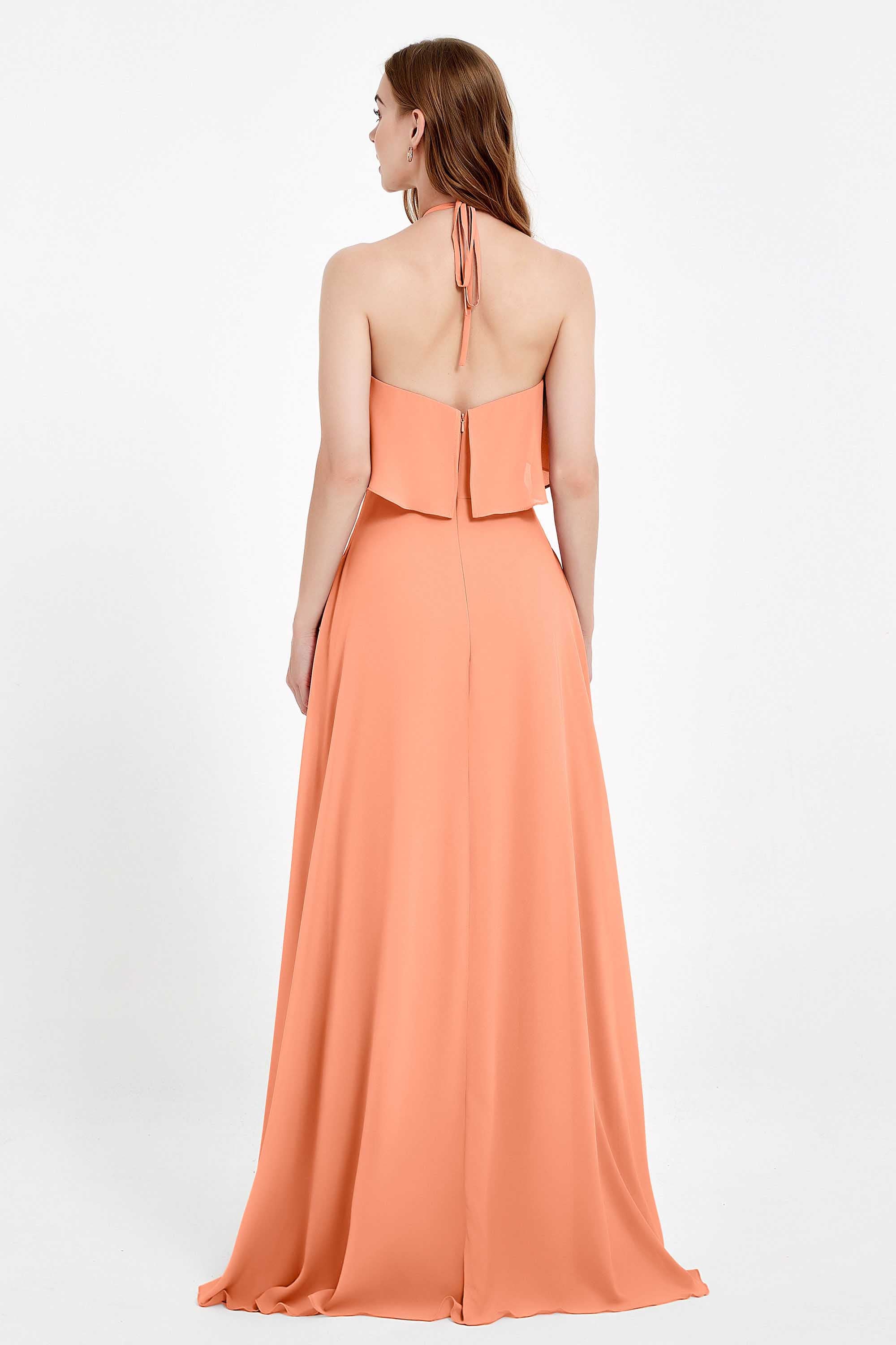 Glamour Chiffon Bridesmaid Dress A Line Sleeveless Ruffles Formal Evening Dresses Gowns