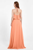 Glamour Chiffon Bridesmaid Dress A Line Sleeveless Ruffles Formal Evening Dresses Gowns