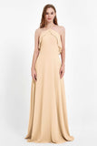 Glamour Chiffon Bridesmaid Dress A Line Sleeveless Ruffles Formal Evening Dresses Gowns