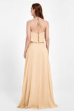 Glamour Chiffon Bridesmaid Dress A Line Sleeveless Ruffles Formal Evening Dresses Gowns