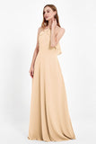 Glamour Chiffon Bridesmaid Dress A Line Sleeveless Ruffles Formal Evening Dresses Gowns