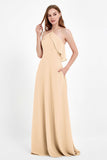 Glamour Chiffon Bridesmaid Dress A Line Sleeveless Ruffles Formal Evening Dresses Gowns