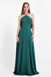 Glamour Chiffon Bridesmaid Dress A Line Sleeveless Ruffles Formal Evening Dresses Gowns