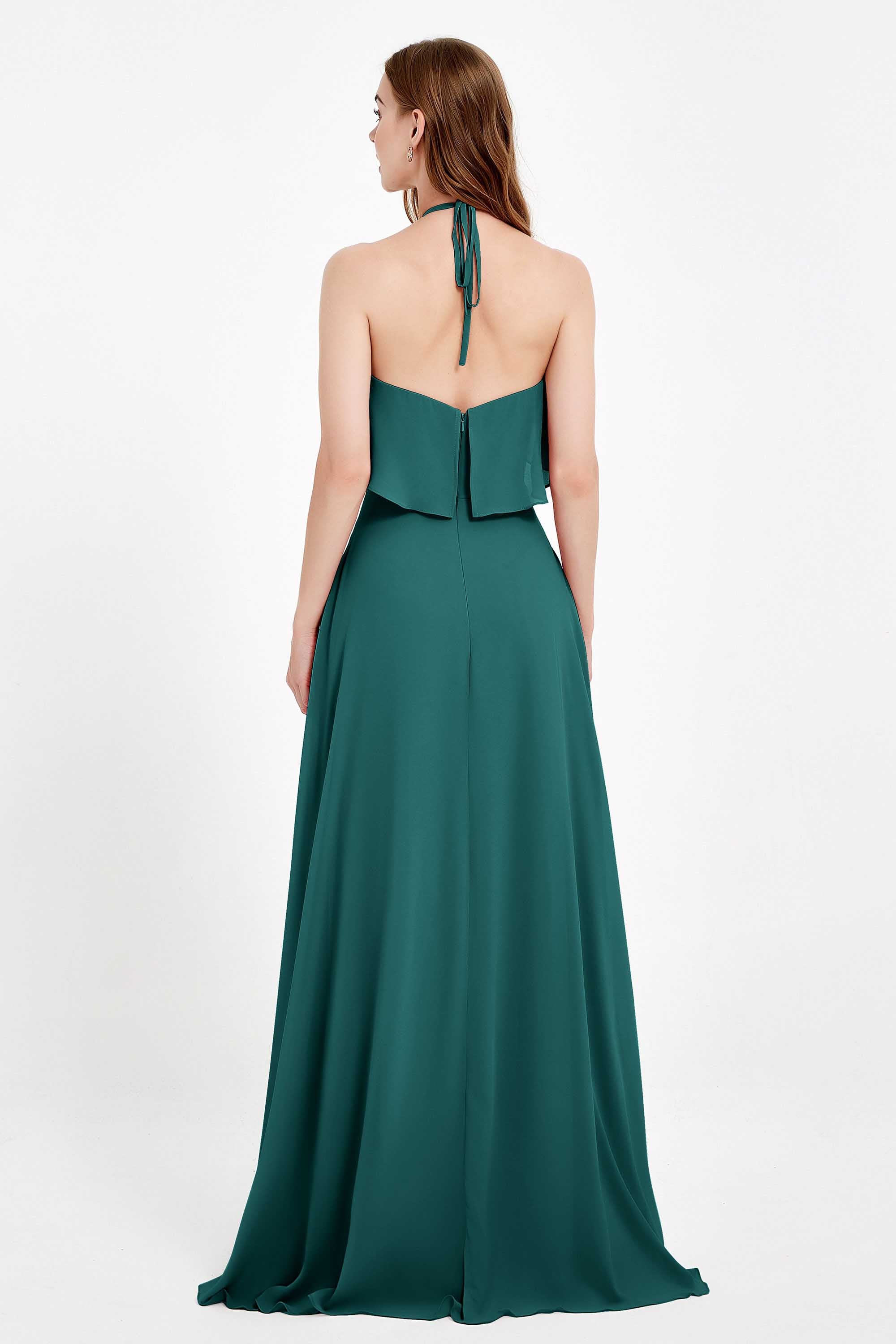 Glamour Chiffon Bridesmaid Dress A Line Sleeveless Ruffles Formal Evening Dresses Gowns