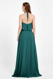 Glamour Chiffon Bridesmaid Dress A Line Sleeveless Ruffles Formal Evening Dresses Gowns