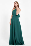 Glamour Chiffon Bridesmaid Dress A Line Sleeveless Ruffles Formal Evening Dresses Gowns