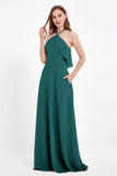 Glamour Chiffon Bridesmaid Dress A Line Sleeveless Ruffles Formal Evening Dresses Gowns