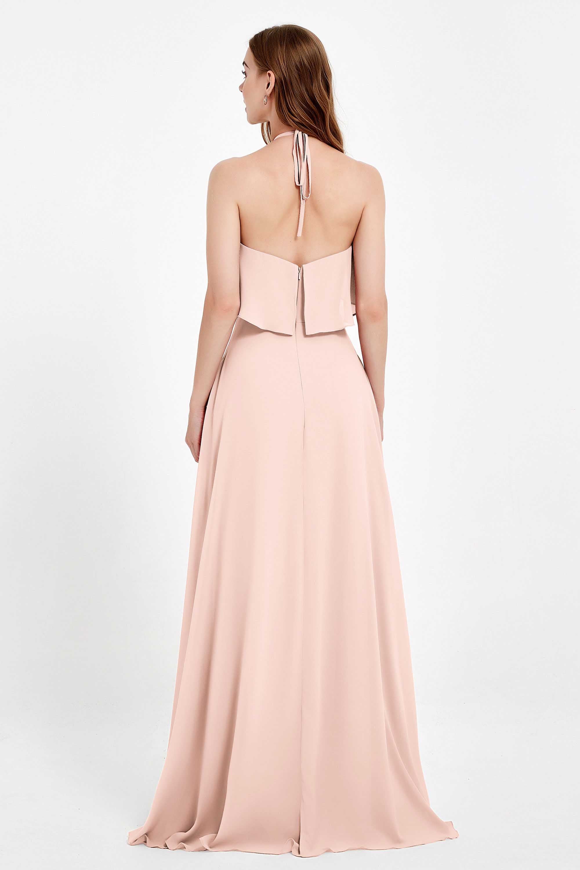Glamour Chiffon Bridesmaid Dress A Line Sleeveless Ruffles Formal Evening Dresses Gowns