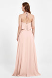 Glamour Chiffon Bridesmaid Dress A Line Sleeveless Ruffles Formal Evening Dresses Gowns