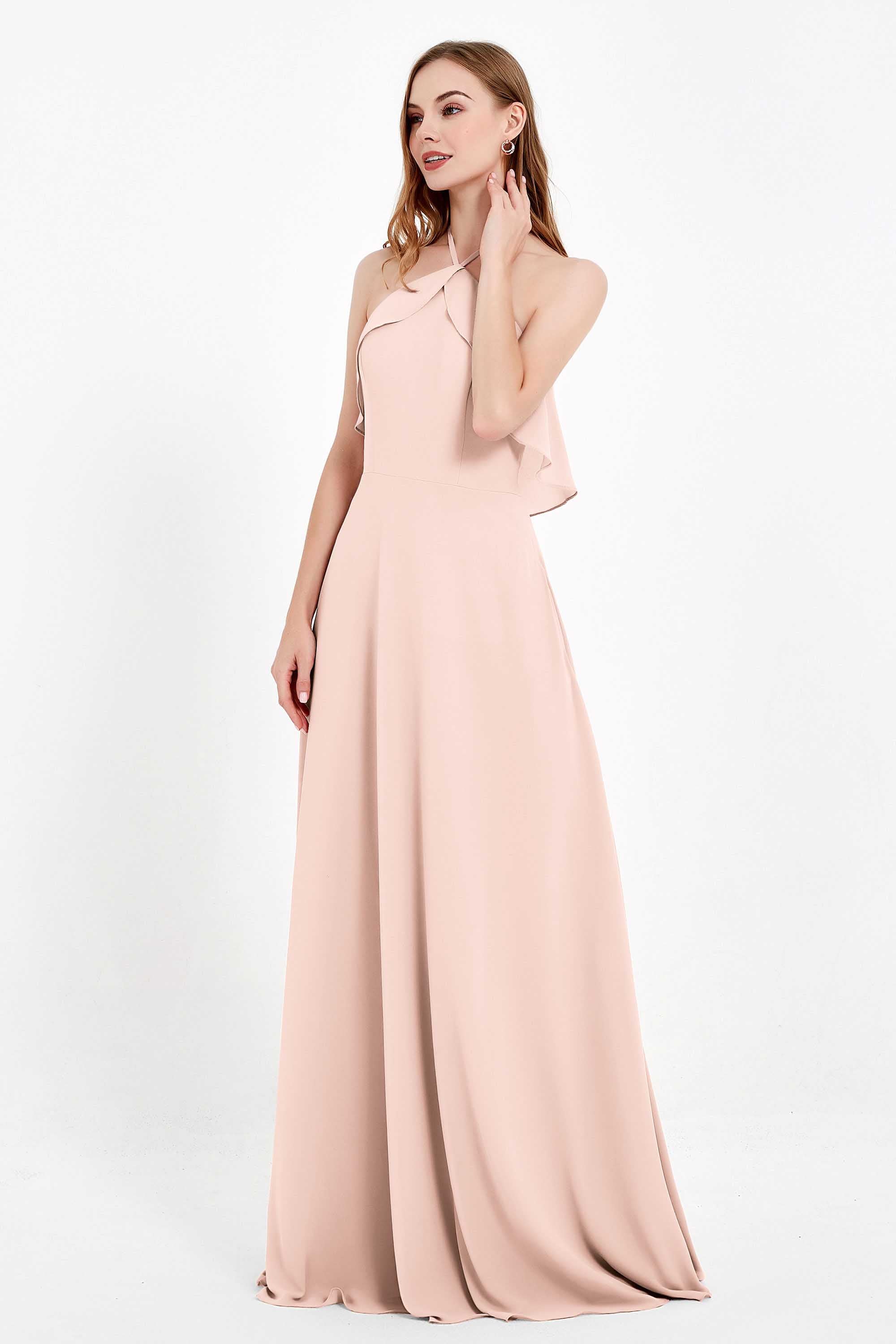 Glamour Chiffon Bridesmaid Dress A Line Sleeveless Ruffles Formal Evening Dresses Gowns