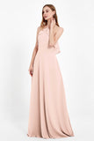 Glamour Chiffon Bridesmaid Dress A Line Sleeveless Ruffles Formal Evening Dresses Gowns