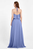 Glamour Chiffon Bridesmaid Dress A Line Sleeveless Ruffles Formal Evening Dresses Gowns