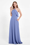Glamour Chiffon Bridesmaid Dress A Line Sleeveless Ruffles Formal Evening Dresses Gowns