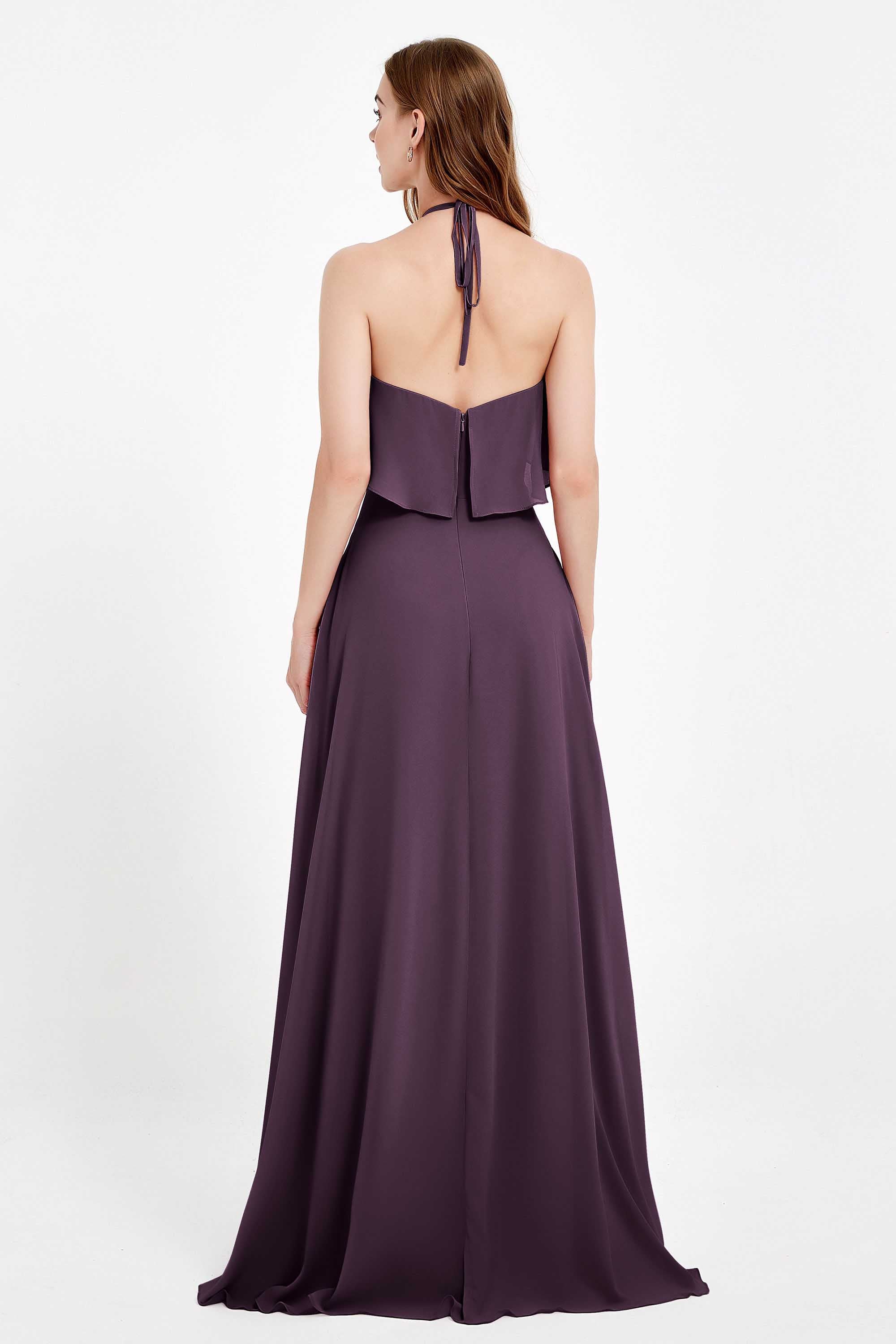 Glamour Chiffon Bridesmaid Dress A Line Sleeveless Ruffles Formal Evening Dresses Gowns