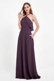 Glamour Chiffon Bridesmaid Dress A Line Sleeveless Ruffles Formal Evening Dresses Gowns
