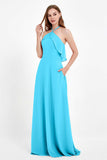 Glamour Chiffon Bridesmaid Dress A Line Sleeveless Ruffles Formal Evening Dresses Gowns