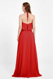 Glamour Chiffon Bridesmaid Dress A Line Sleeveless Ruffles Formal Evening Dresses Gowns