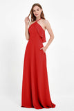 Glamour Chiffon Bridesmaid Dress A Line Sleeveless Ruffles Formal Evening Dresses Gowns