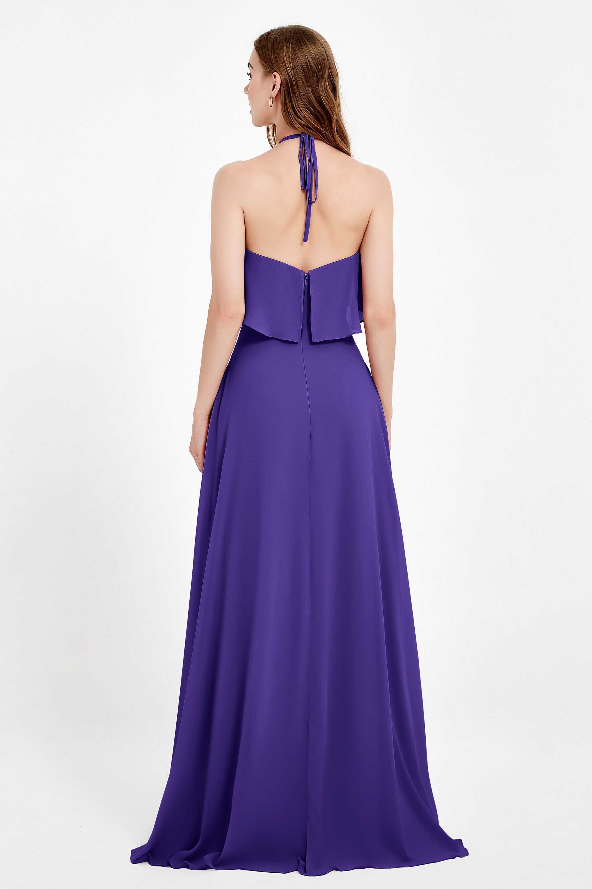 Glamour Chiffon Bridesmaid Dress A Line Sleeveless Ruffles Formal Evening Dresses Gowns