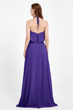Glamour Chiffon Bridesmaid Dress A Line Sleeveless Ruffles Formal Evening Dresses Gowns