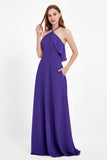Glamour Chiffon Bridesmaid Dress A Line Sleeveless Ruffles Formal Evening Dresses Gowns