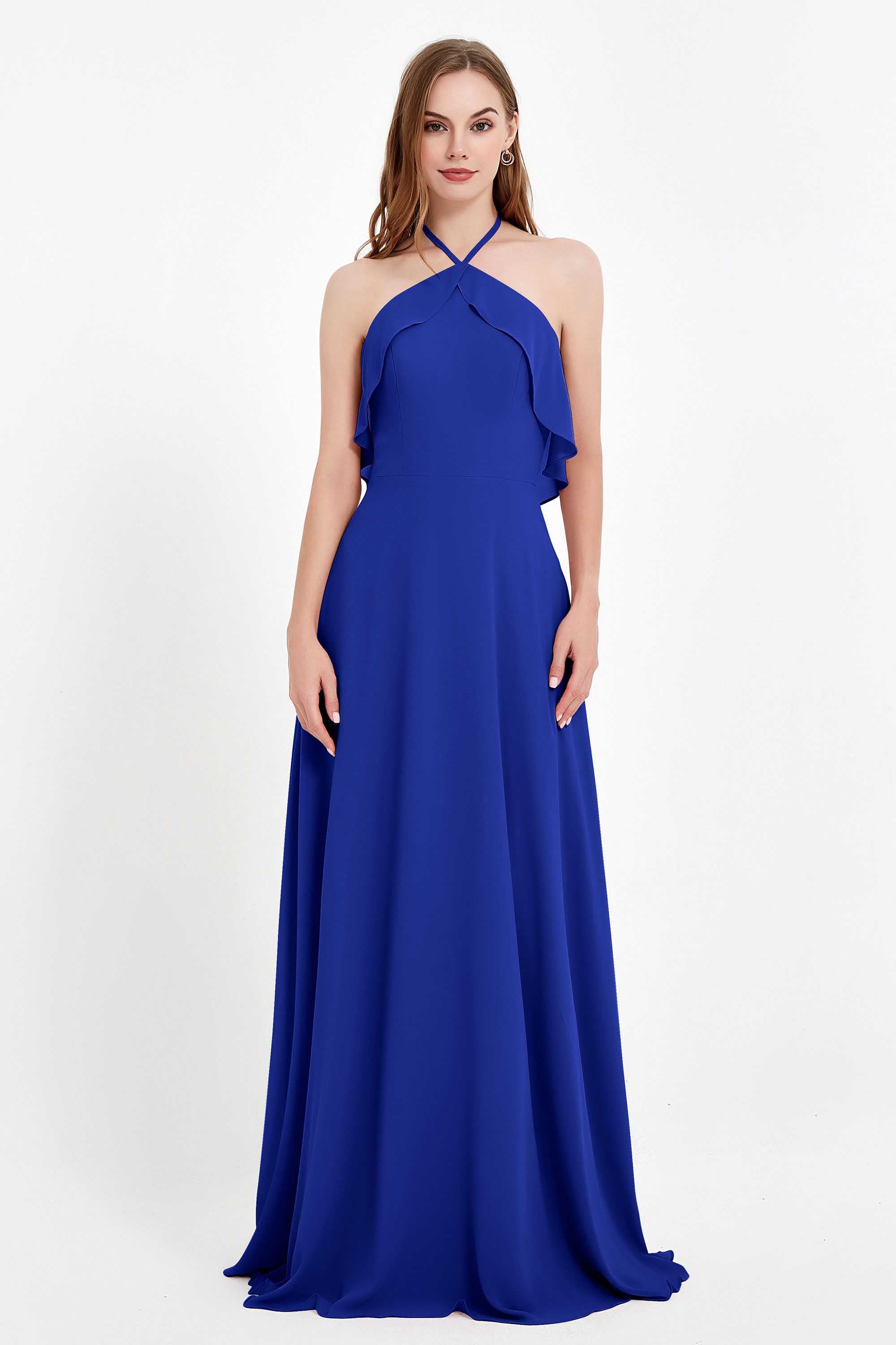 Glamour Chiffon Bridesmaid Dress A Line Sleeveless Ruffles Formal Evening Dresses Gowns