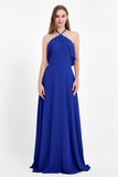 Glamour Chiffon Bridesmaid Dress A Line Sleeveless Ruffles Formal Evening Dresses Gowns