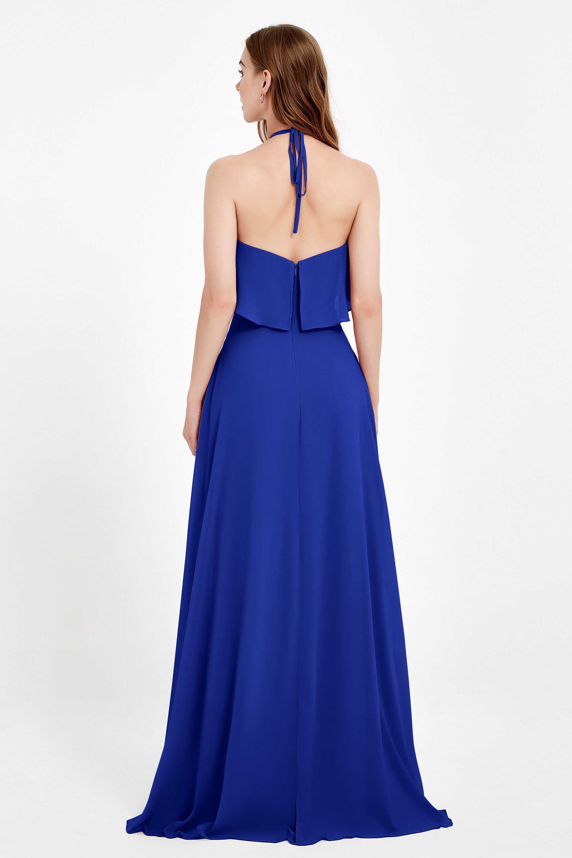 Glamour Chiffon Bridesmaid Dress A Line Sleeveless Ruffles Formal Evening Dresses Gowns