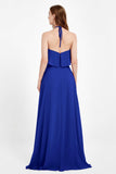 Glamour Chiffon Bridesmaid Dress A Line Sleeveless Ruffles Formal Evening Dresses Gowns