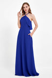 Glamour Chiffon Bridesmaid Dress A Line Sleeveless Ruffles Formal Evening Dresses Gowns