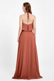 Glamour Chiffon Bridesmaid Dress A Line Sleeveless Ruffles Formal Evening Dresses Gowns