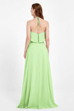 Glamour Chiffon Bridesmaid Dress A Line Sleeveless Ruffles Formal Evening Dresses Gowns