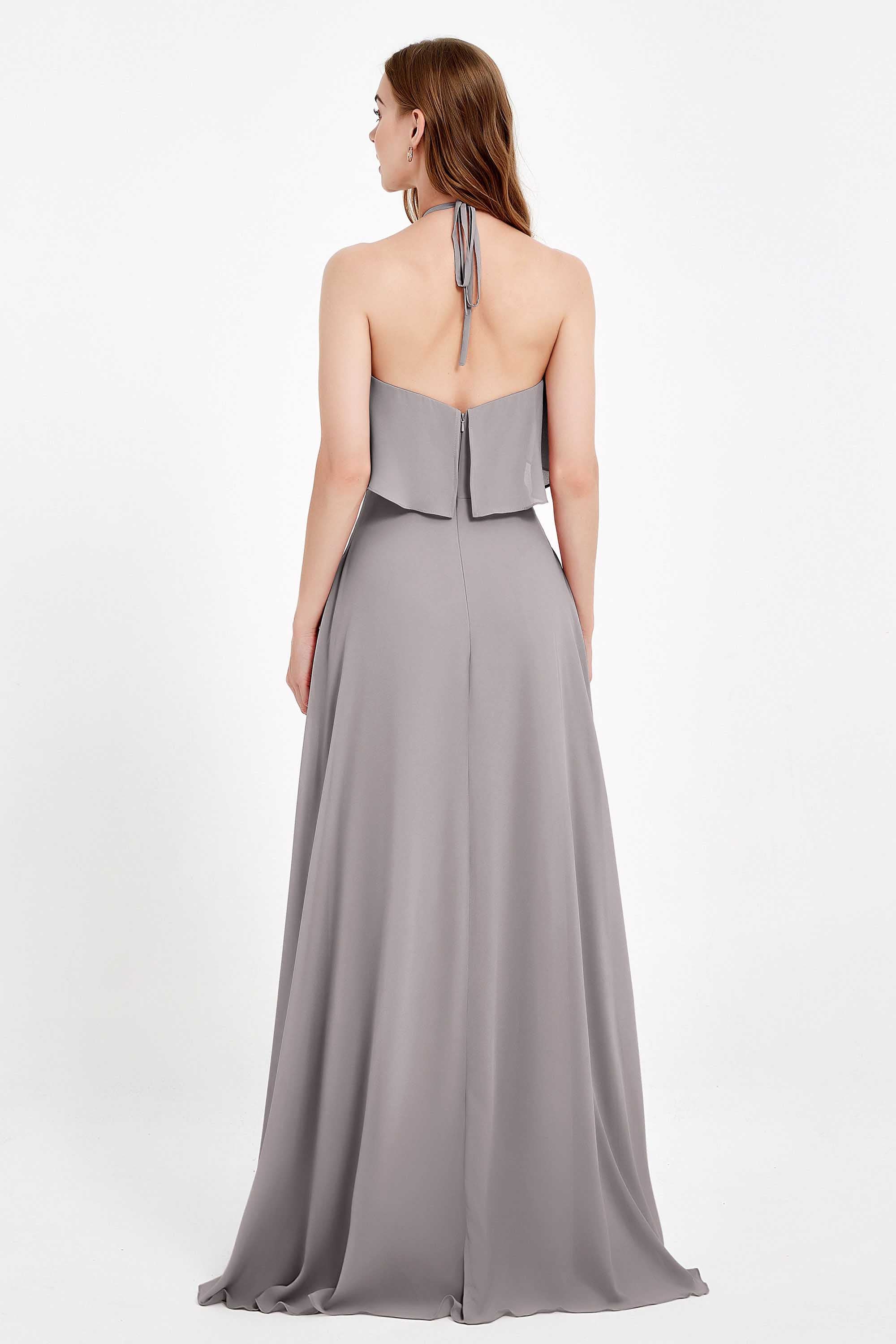 Glamour Chiffon Bridesmaid Dress A Line Sleeveless Ruffles Formal Evening Dresses Gowns