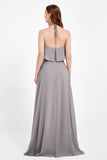 Glamour Chiffon Bridesmaid Dress A Line Sleeveless Ruffles Formal Evening Dresses Gowns