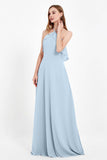 Glamour Chiffon Bridesmaid Dress A Line Sleeveless Ruffles Formal Evening Dresses Gowns