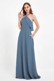 Glamour Chiffon Bridesmaid Dress A Line Sleeveless Ruffles Formal Evening Dresses Gowns