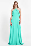 Glamour Chiffon Bridesmaid Dress A Line Sleeveless Ruffles Formal Evening Dresses Gowns