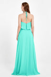 Glamour Chiffon Bridesmaid Dress A Line Sleeveless Ruffles Formal Evening Dresses Gowns