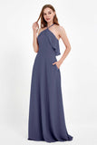 Glamour Chiffon Bridesmaid Dress A Line Sleeveless Ruffles Formal Evening Dresses Gowns