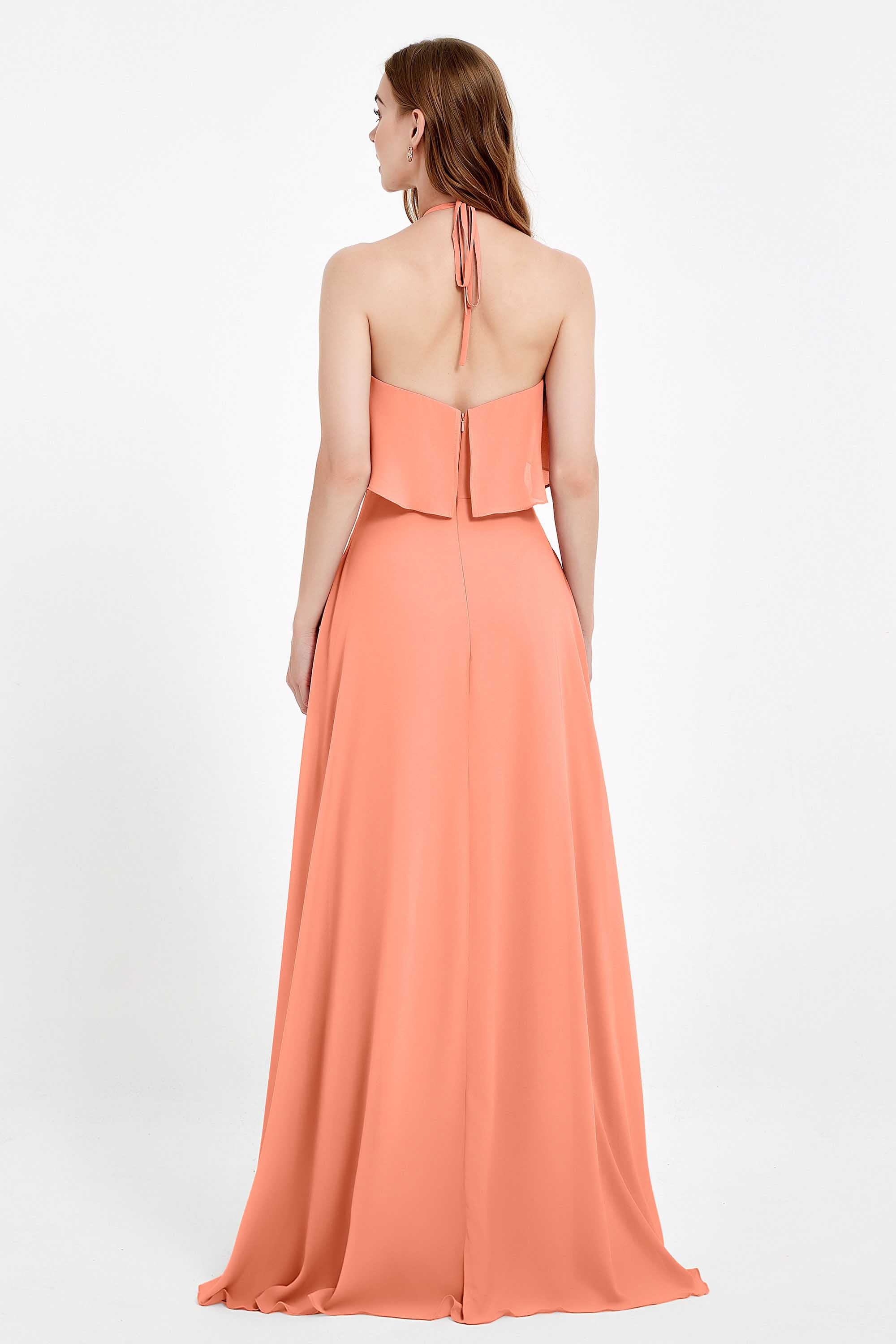Glamour Chiffon Bridesmaid Dress A Line Sleeveless Ruffles Formal Evening Dresses Gowns