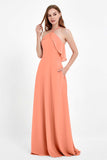Glamour Chiffon Bridesmaid Dress A Line Sleeveless Ruffles Formal Evening Dresses Gowns